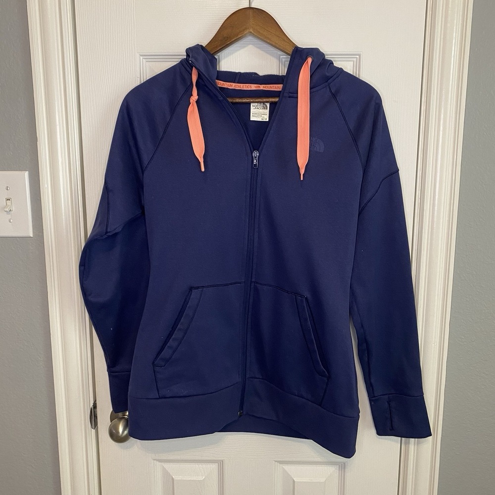 The North Face Mountain Athletics Womens Medium Navy Blue Full Zip Hoodie Pink